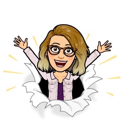 Tara Wicker's bitmoji bursting through paper