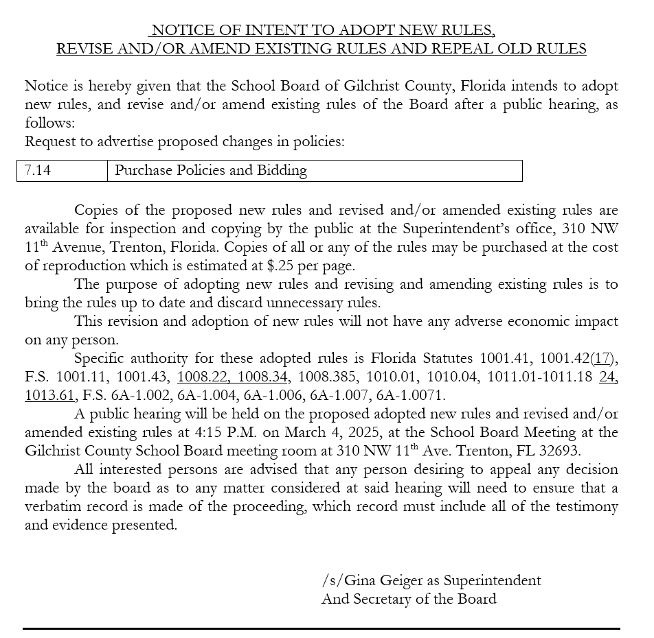 Request to Advertise Policy 7.14