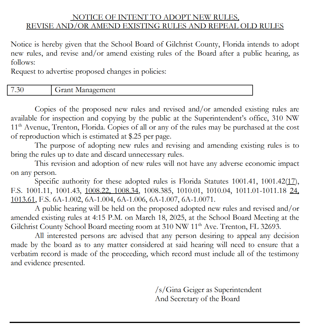 Policy Notice