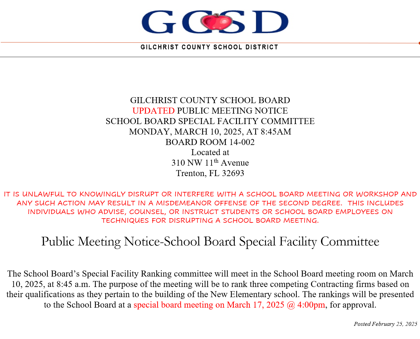 GCSD public not
