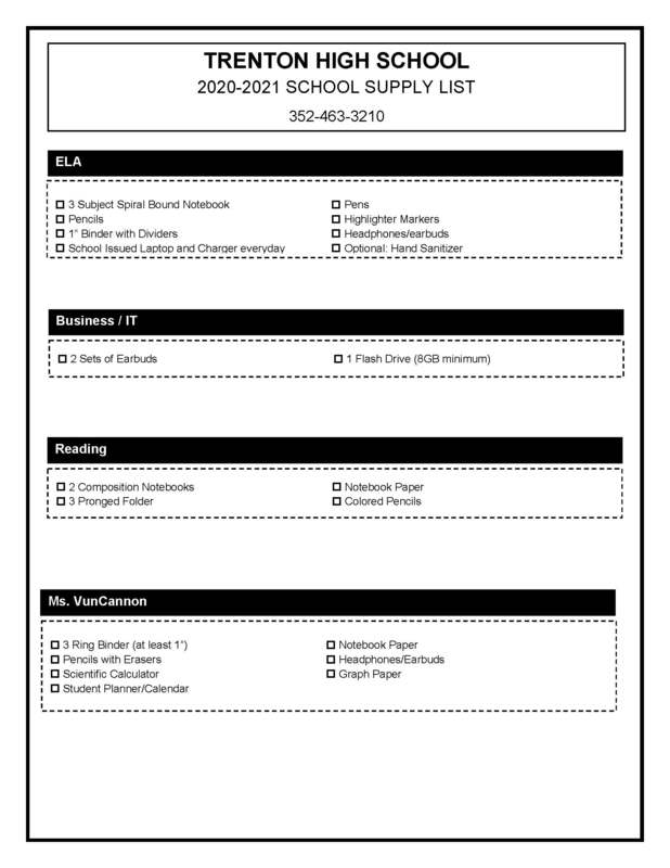 Supply List HS