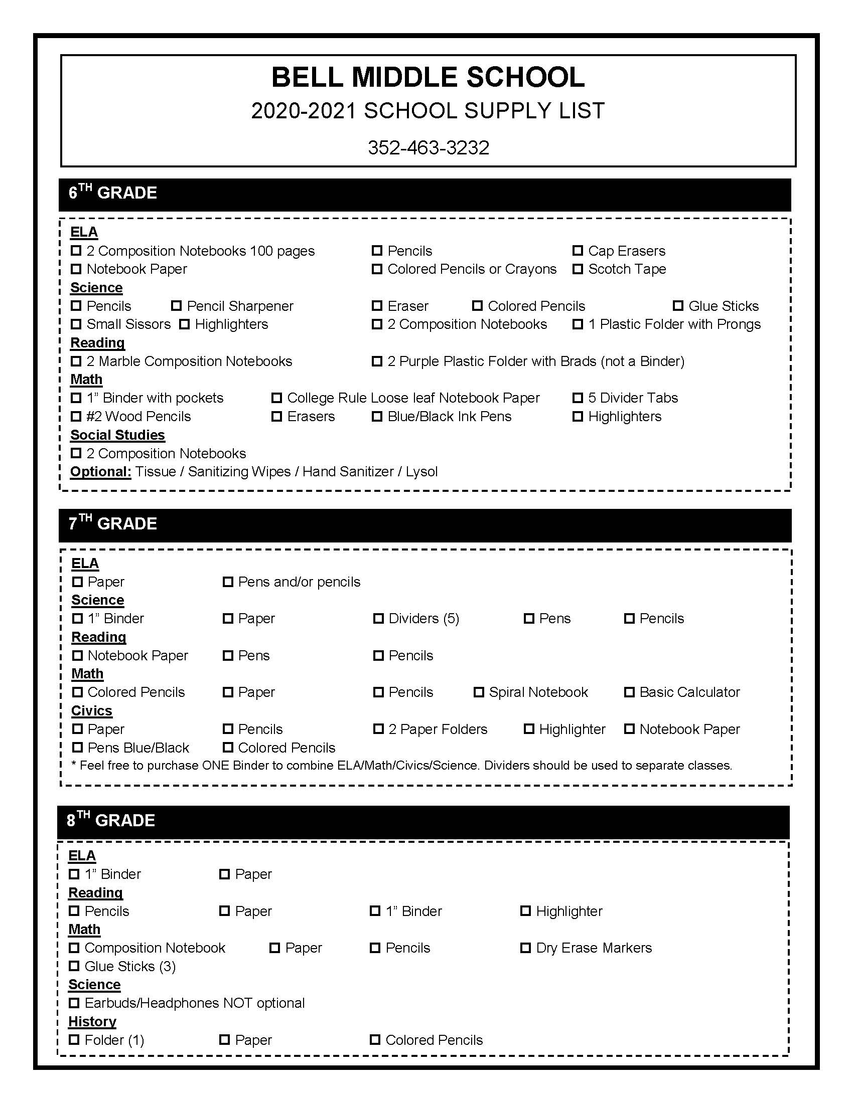 supply-lists-bell-middle-high-school