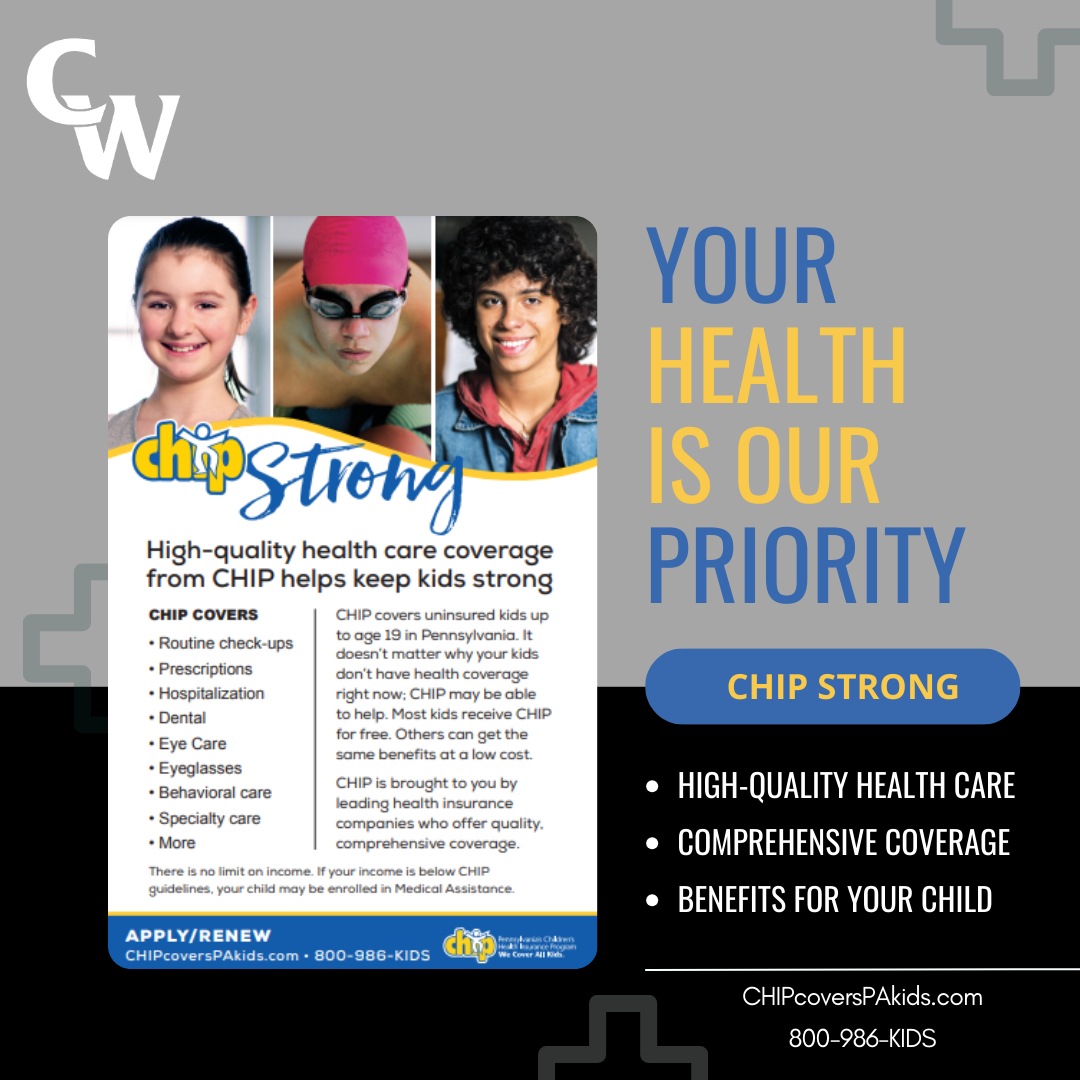 🩹💪 Keep your kids strong and healthy with CHIP! From routine check-ups to dental care and more, CHIP has got you covered. Whether your child is uninsured or you’re looking for affordable healthcare options, CHIP provides quality coverage up to age 19. Apply today and give your child the care they deserve! For more information: 🔗 CHIPcoversPAkids.com 📞 800-896-KIDS #CHIPStrong #CommunityFirst #WeAreWeiser 