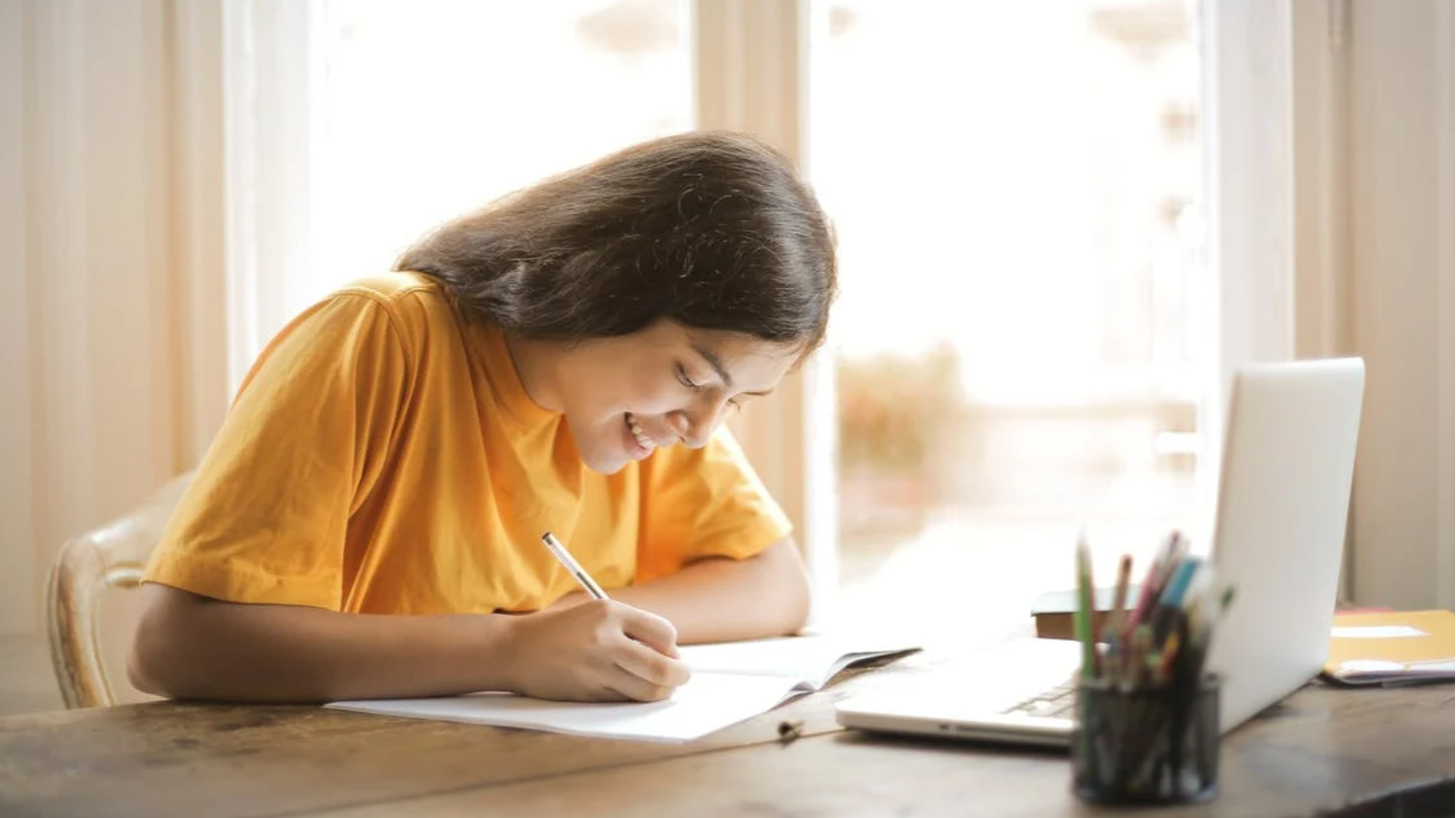 A girl writing