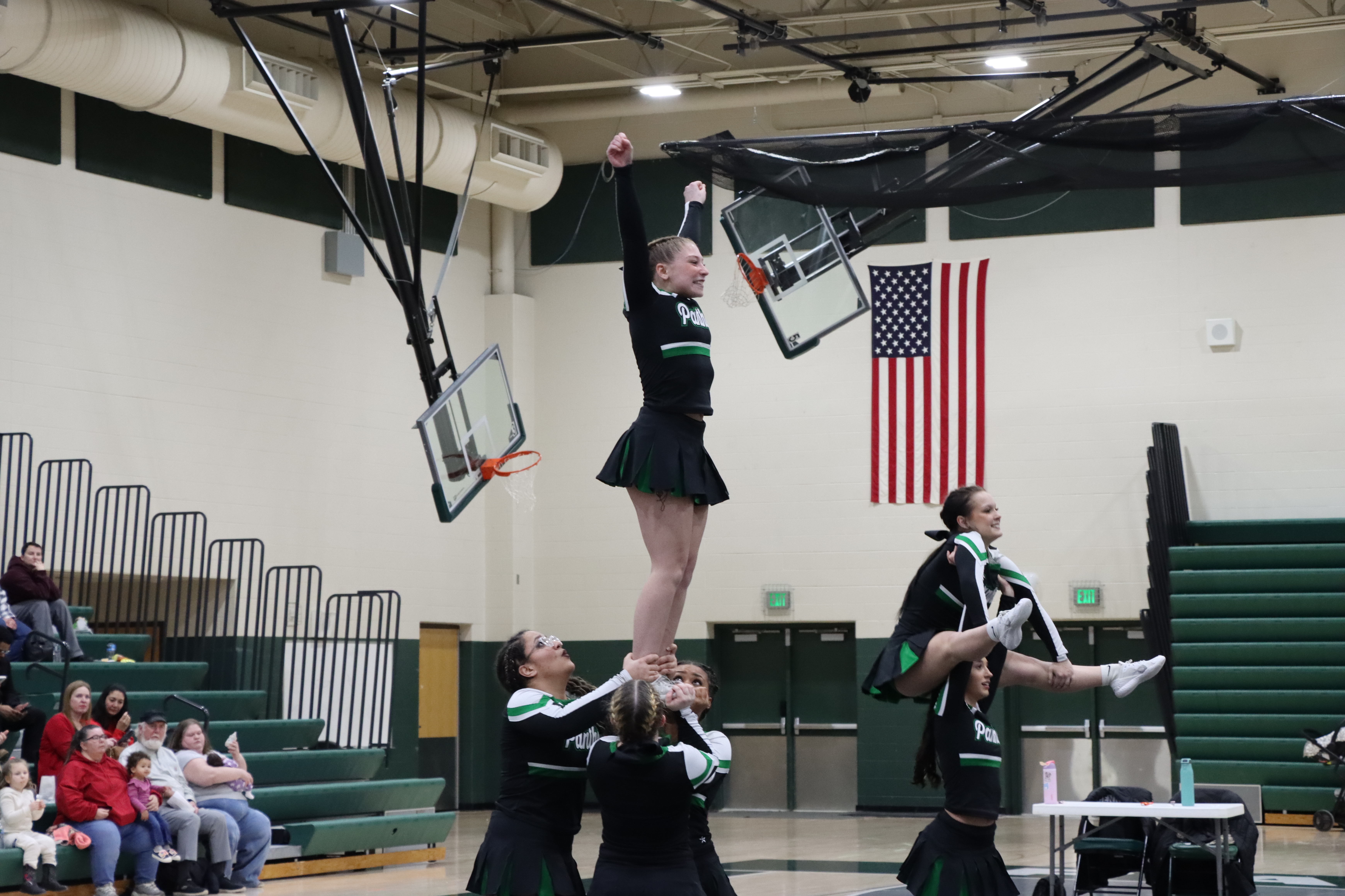 Cheerleading team doing a stunt