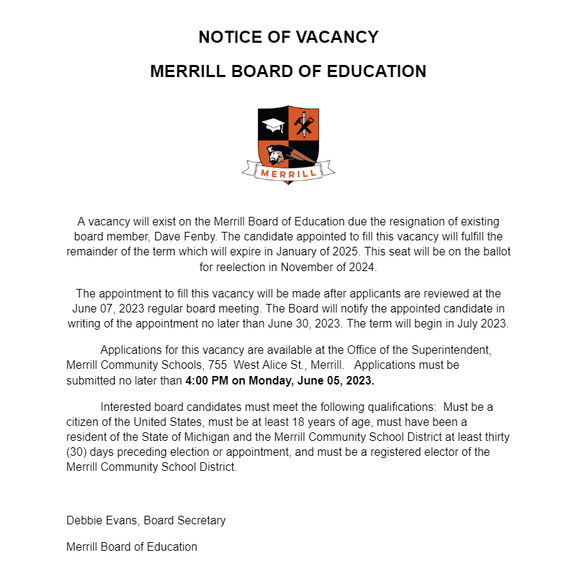 Notice of Board Vacancy