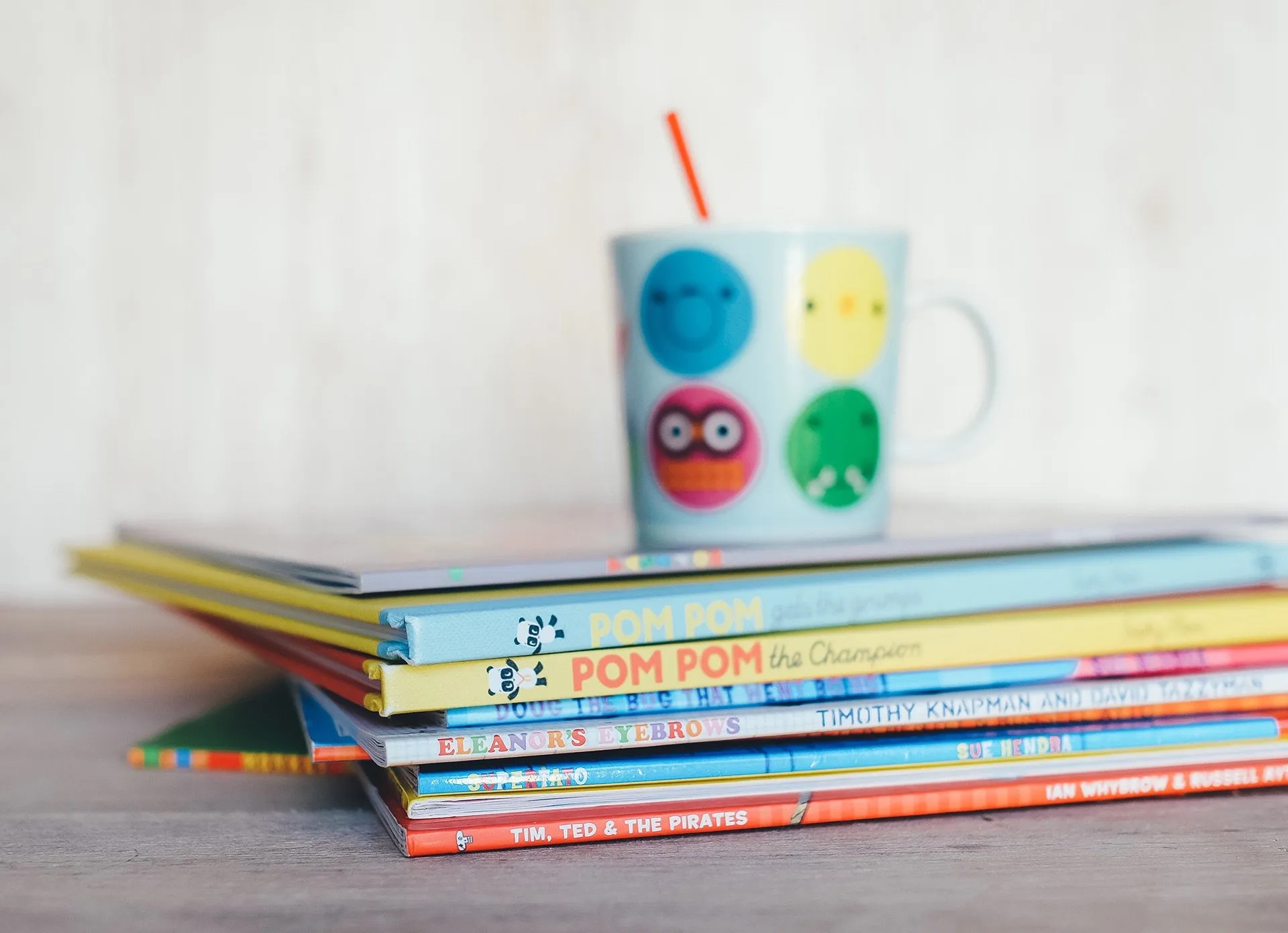 Stack of books on a desk