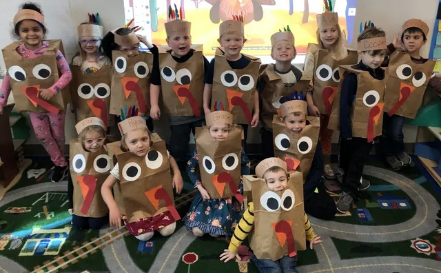 Students dressed as turkeys