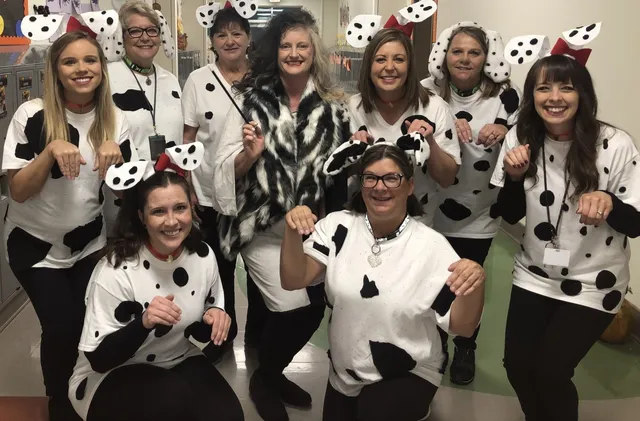 Teachers dressed like Cows