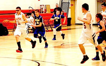 Students playing basketball