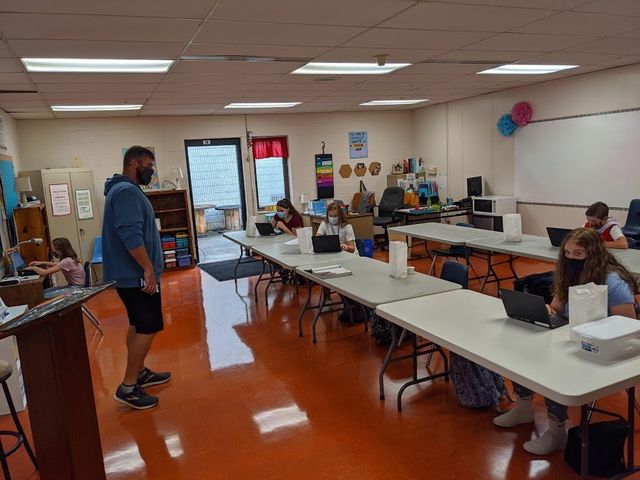 Teacher and students in a class