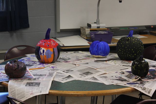 Pumpkins on a table