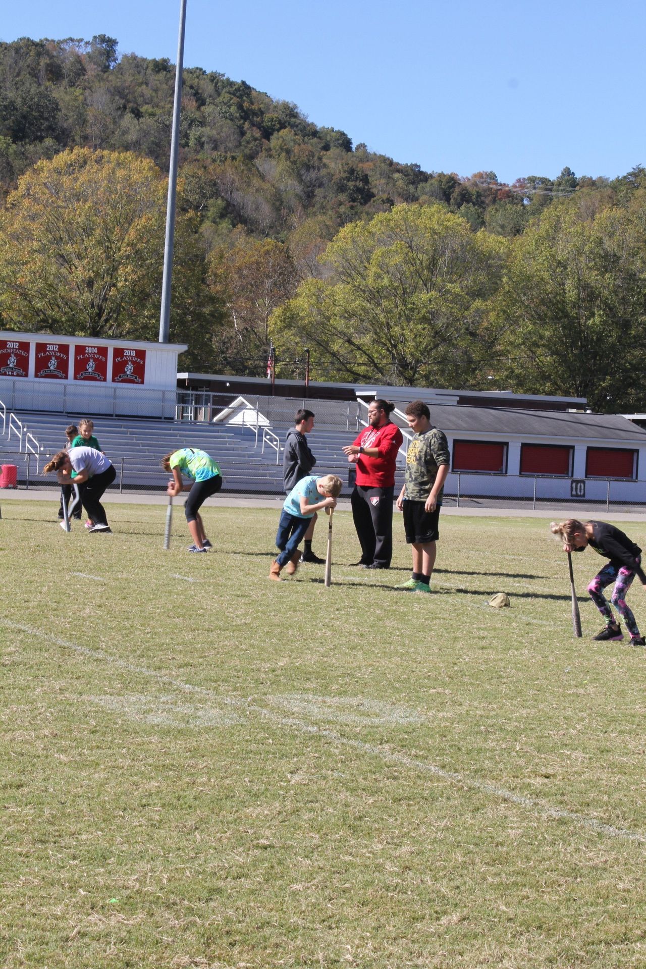 students on a field