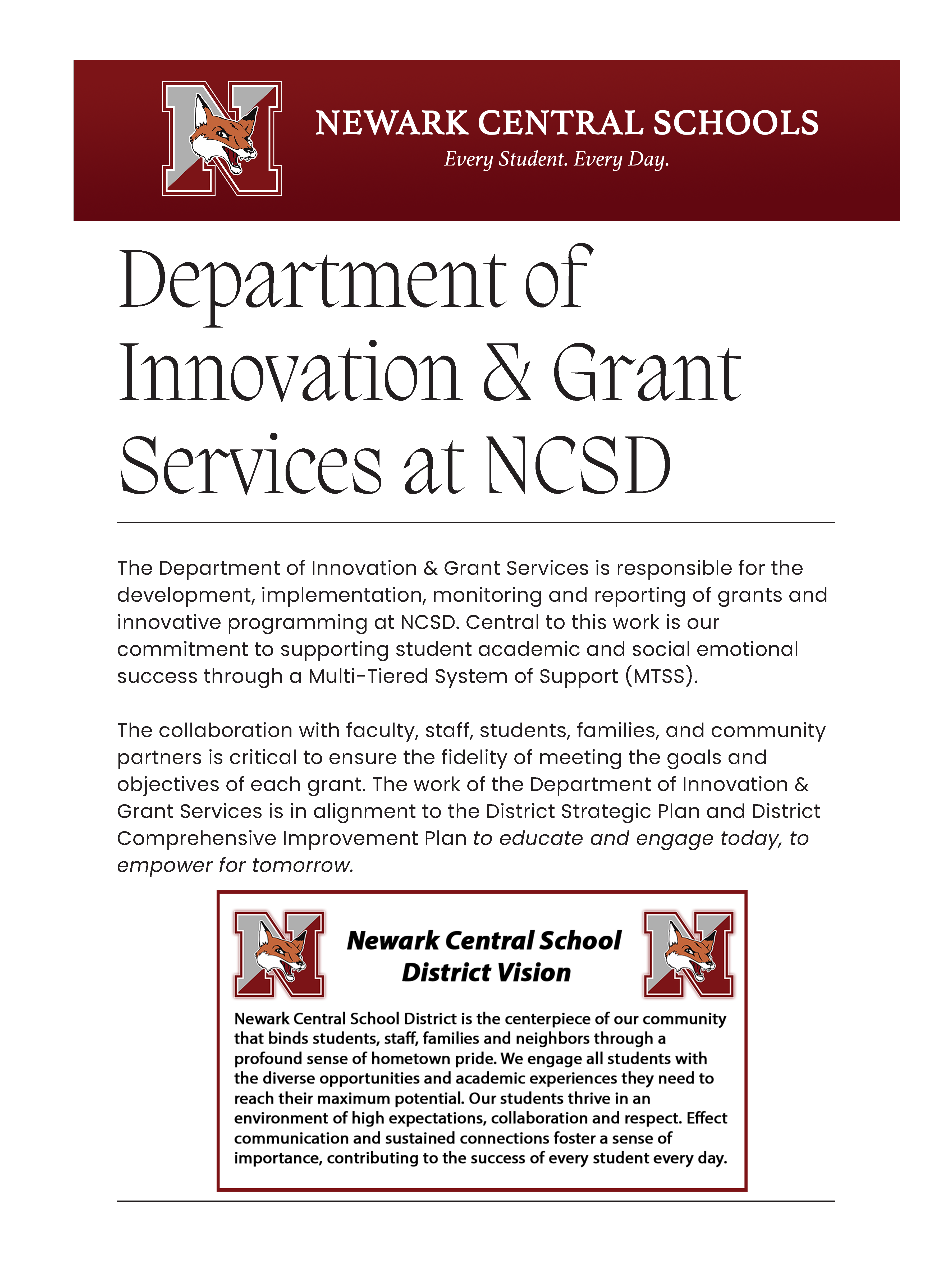 Information on our Innovative Programming and Grant Services