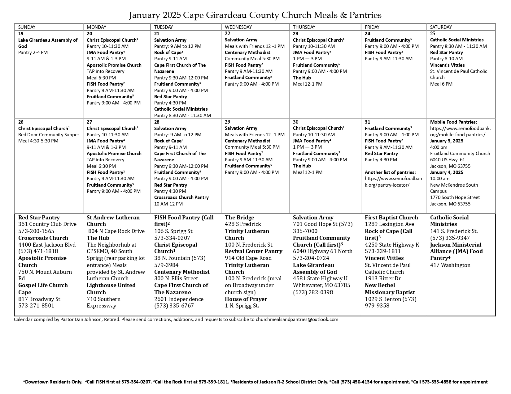 January meals 2