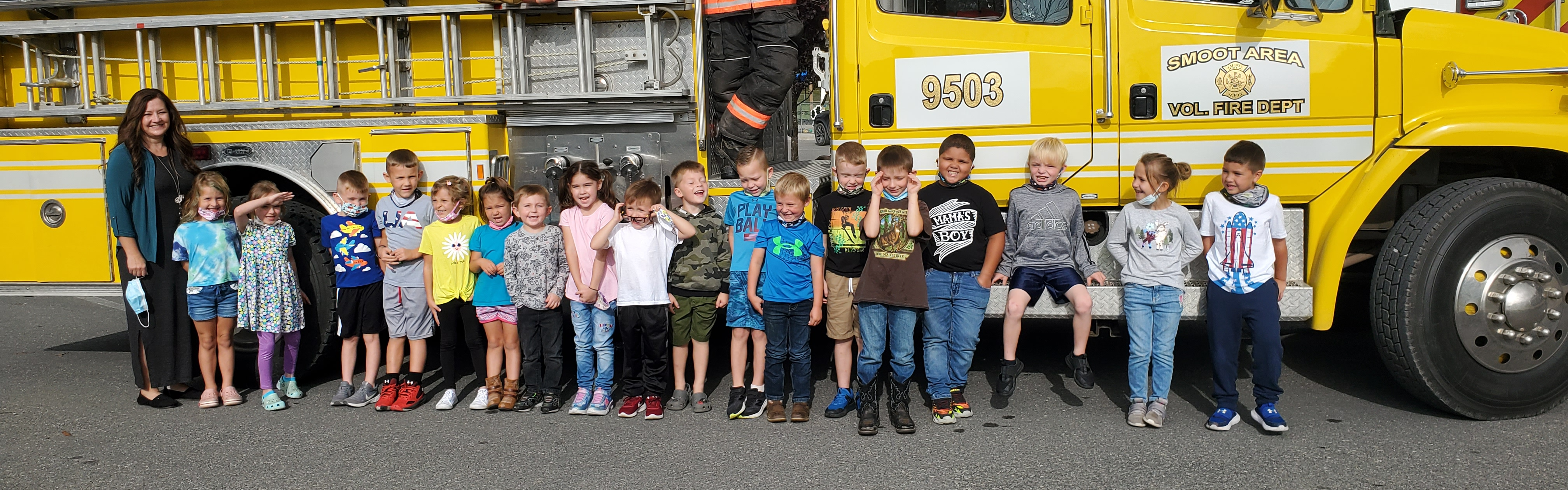 kids and firetruck