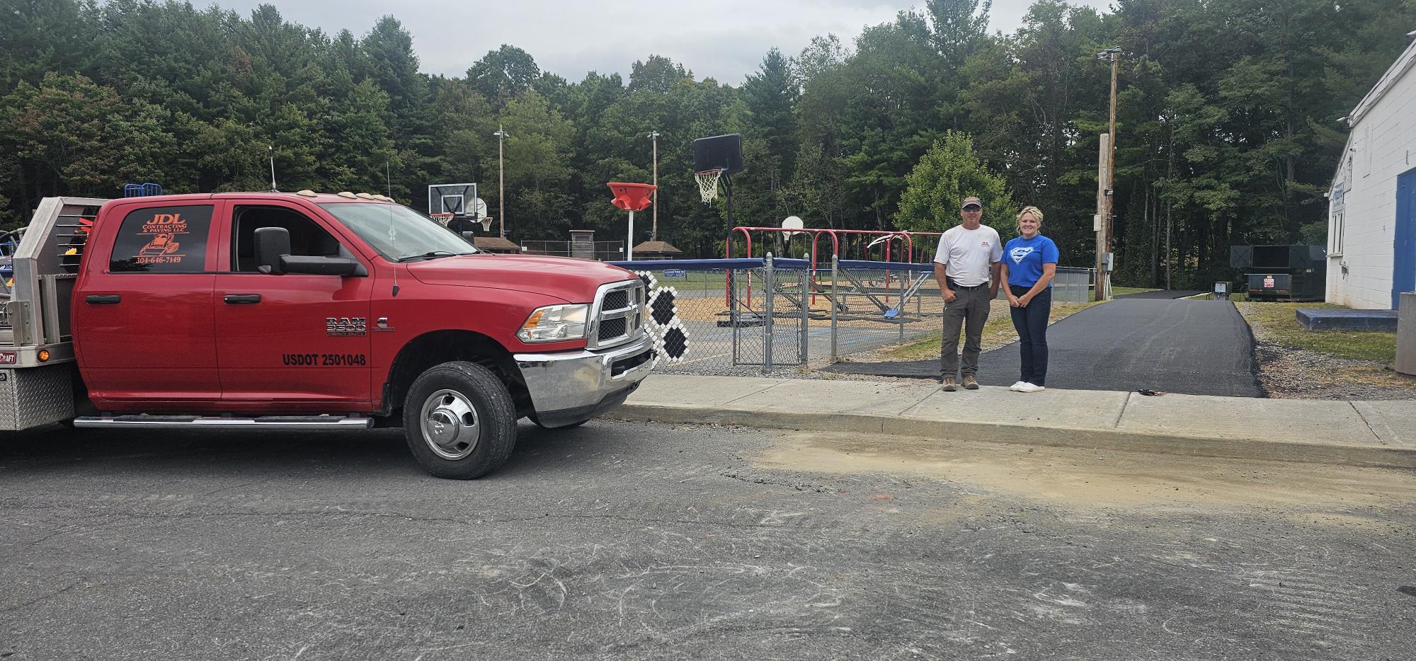 JD Loudermilk paving with Molly Judy Principal and new walking trail 