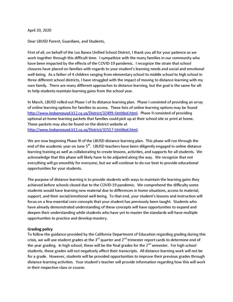 LBUSD Phase III Parent Letter