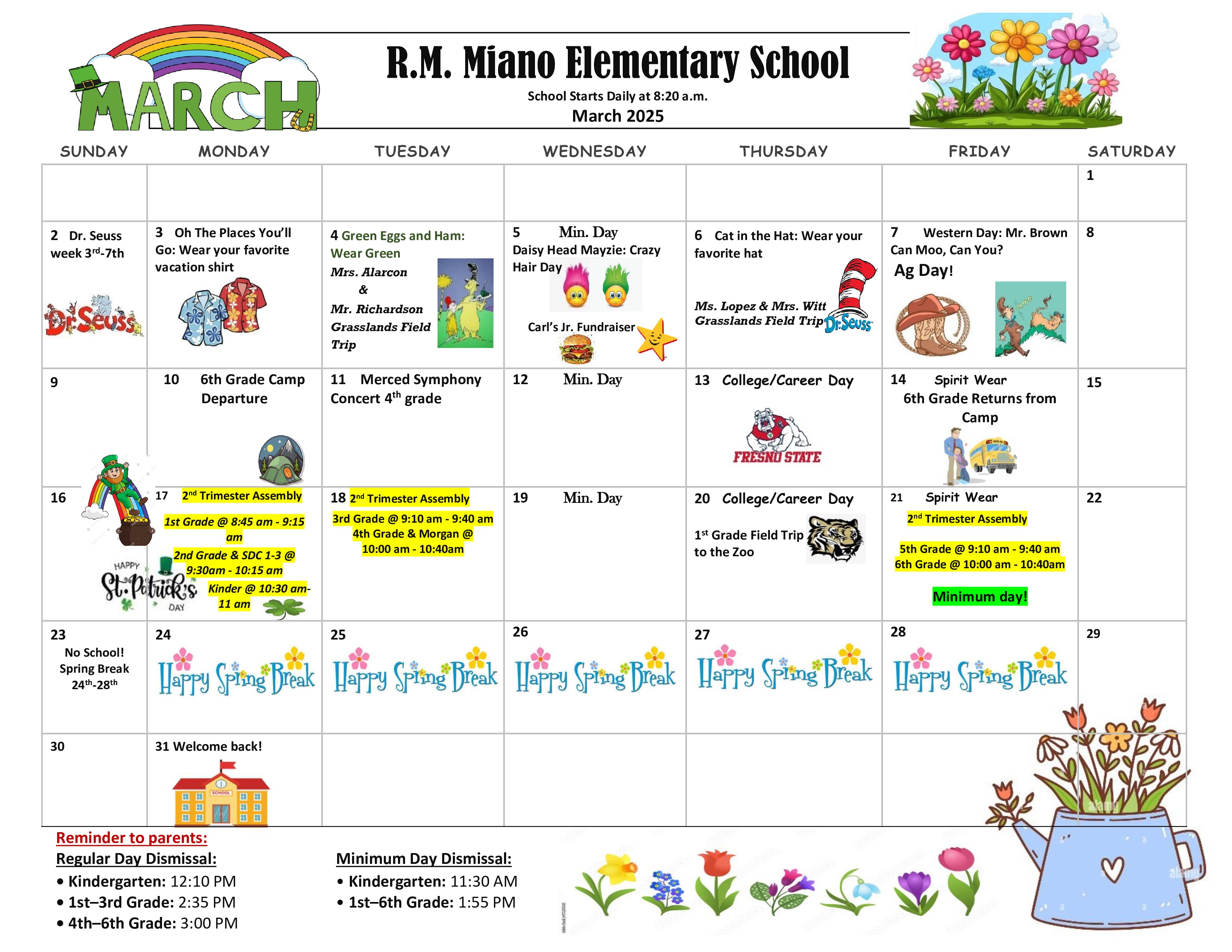 March Monthly Calendar 