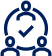 Icon of three people in a circle with a checkmark in the middle.