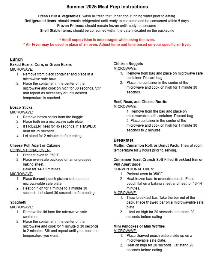 Meal Prep Instructions