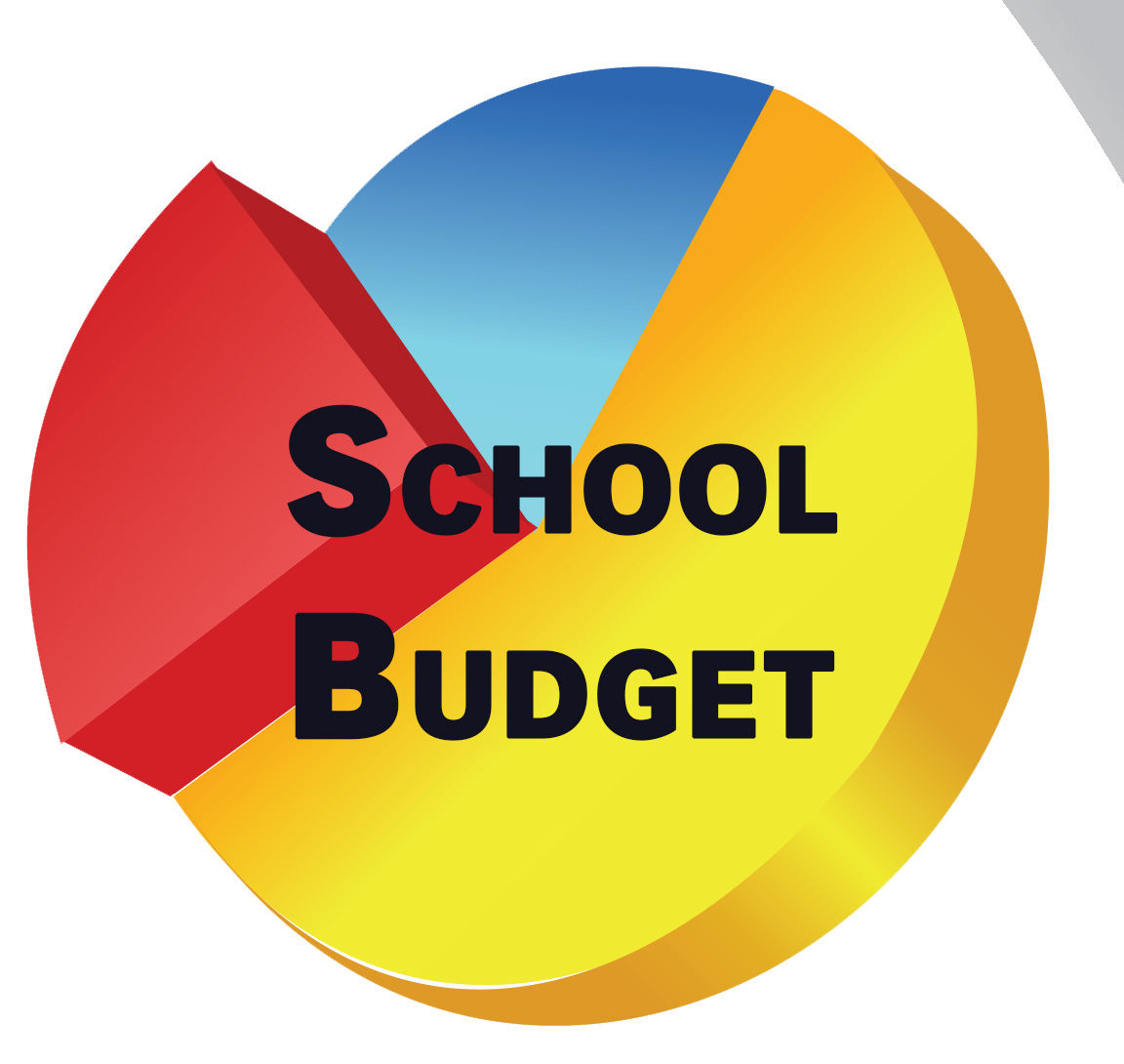 A pie chart graphic that says School Budget