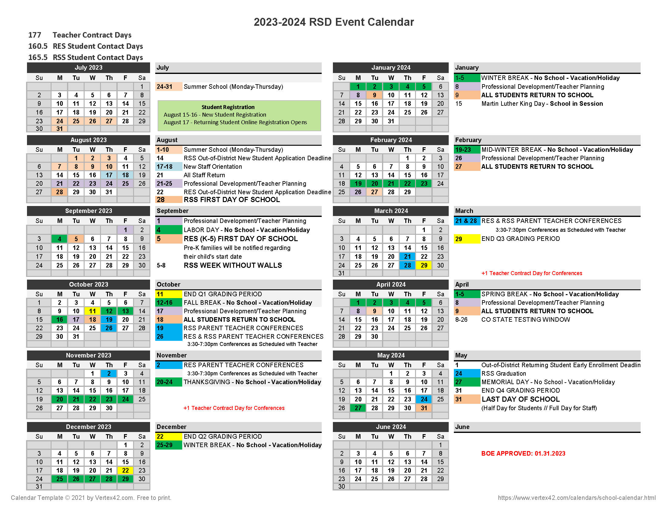 2023-2024 RSD Event Calendar