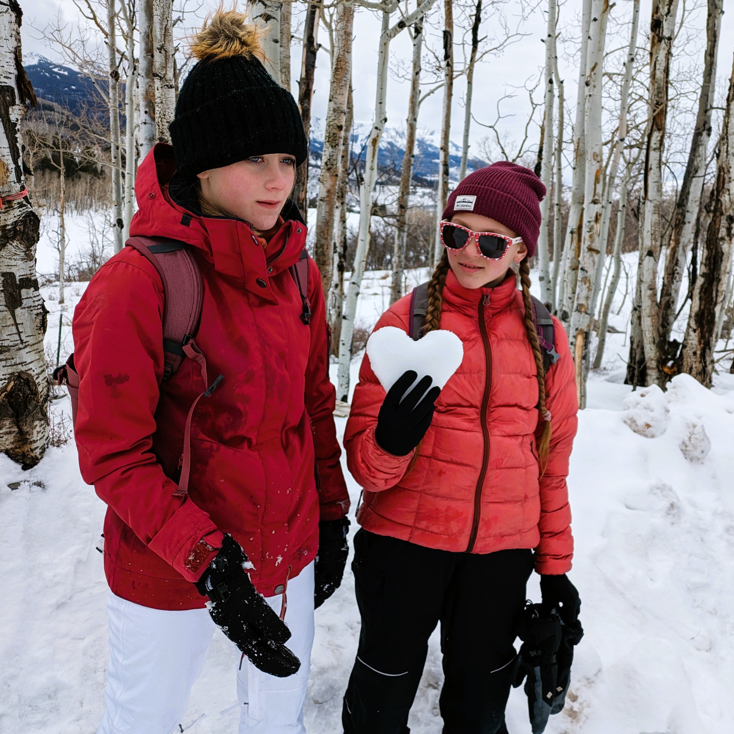 Middle school students snowshoeing at Miller Mesa