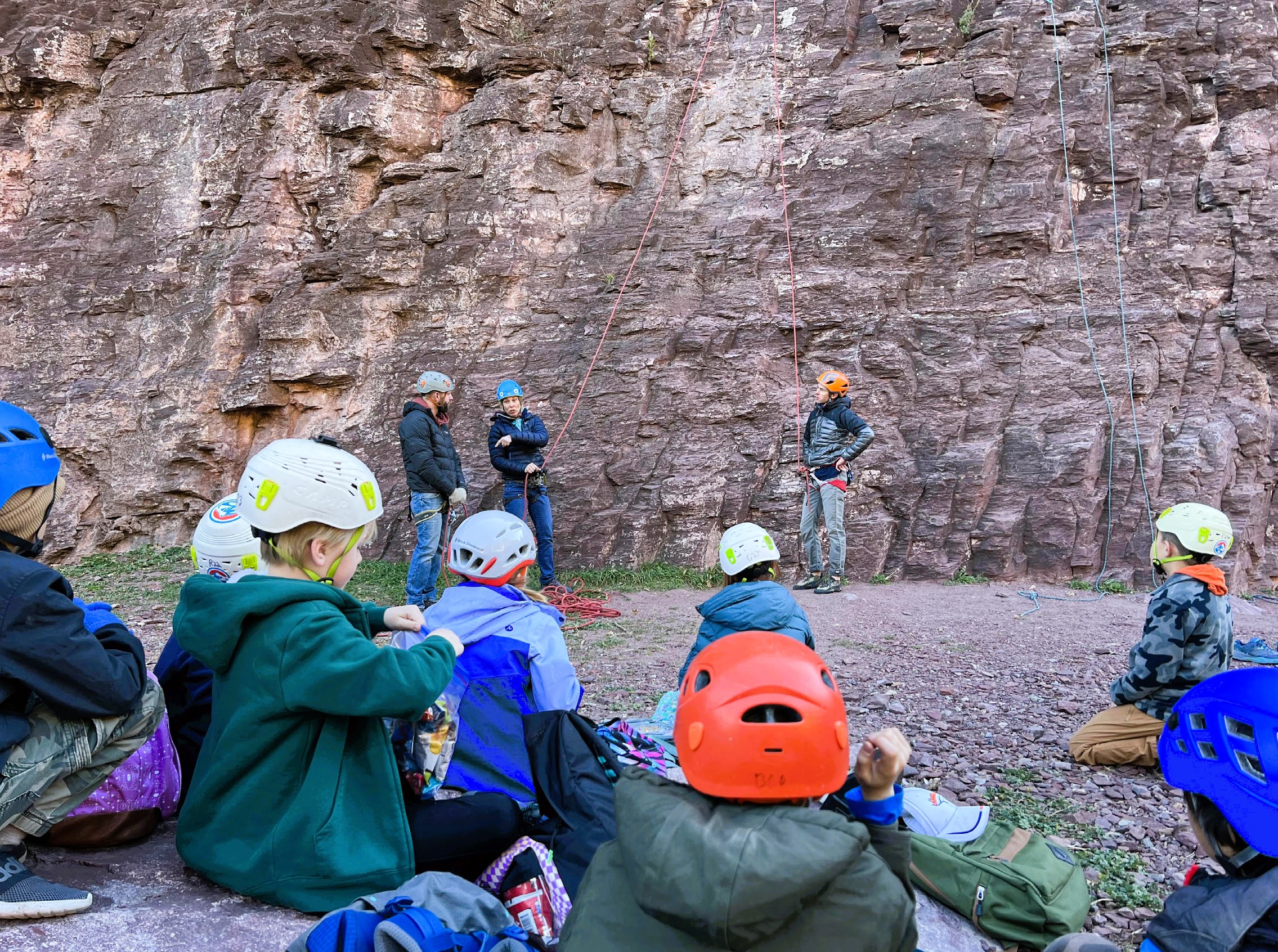 3rd graders listening to instructors trip at Rotary Park