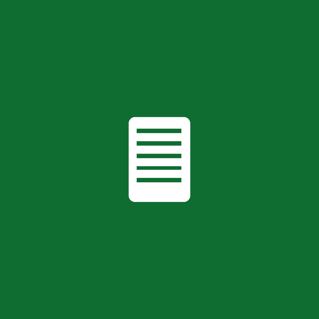 White notebook icon with green background