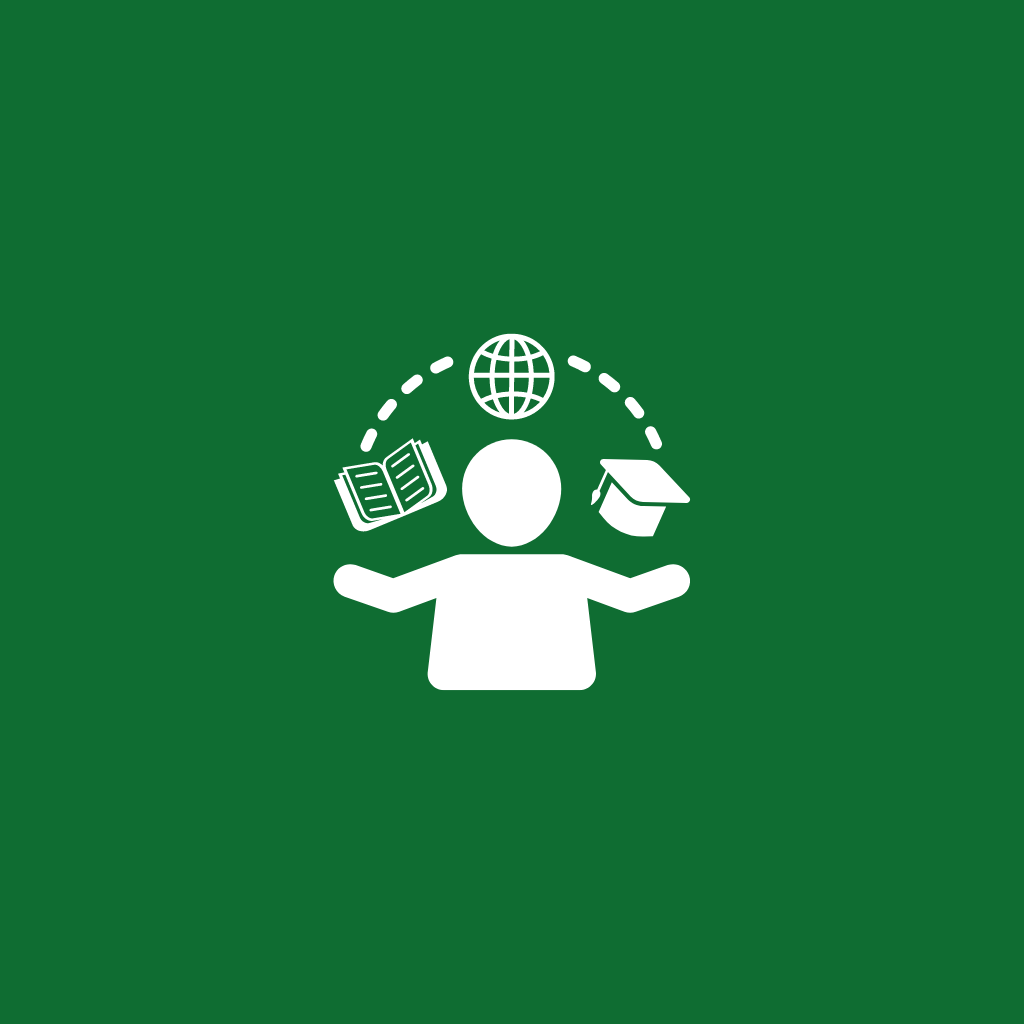 White online learning icon with green background