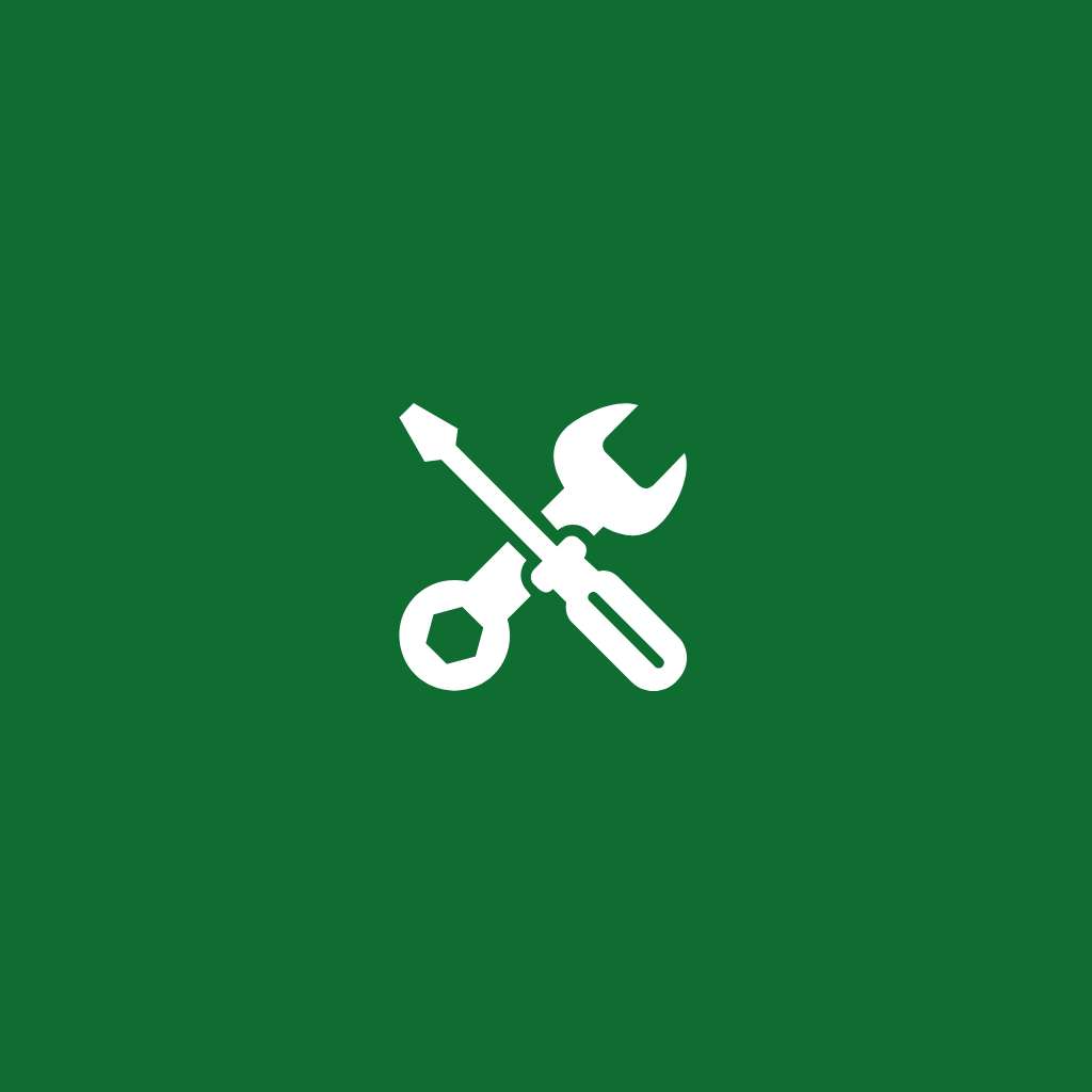 White maintenance icon with green background