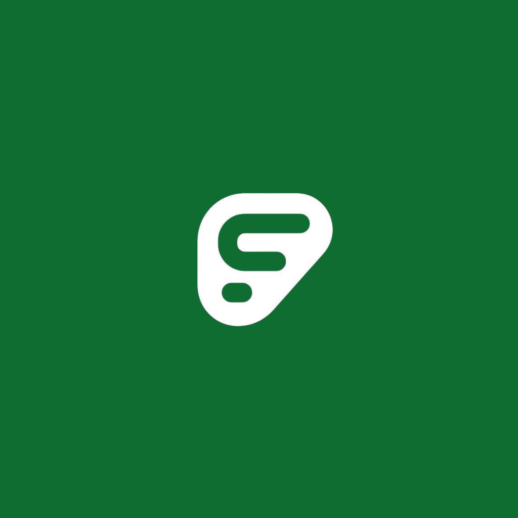 White Frontline icon with green background