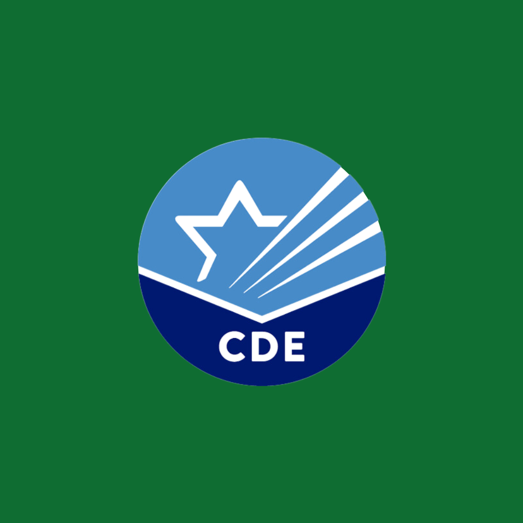 CDE logo with green background