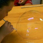 a kid working on a science project