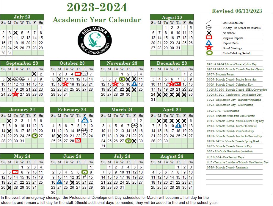 District Calendar Bellmawr Public School District