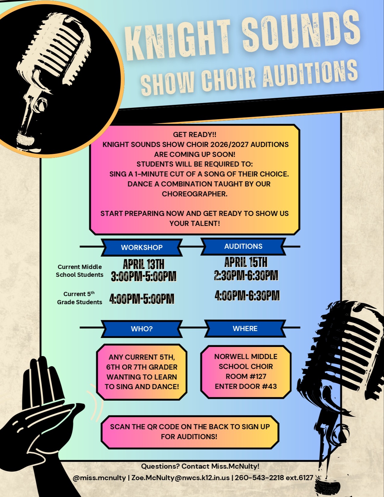 Norwell Middle School Audition Flyer side 1