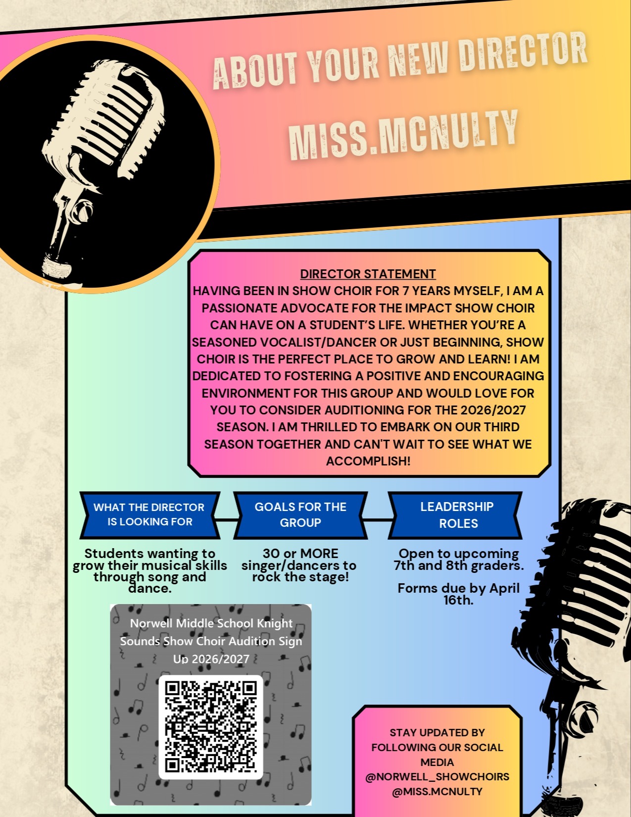 Norwell Middle School Audition Flyer side 2