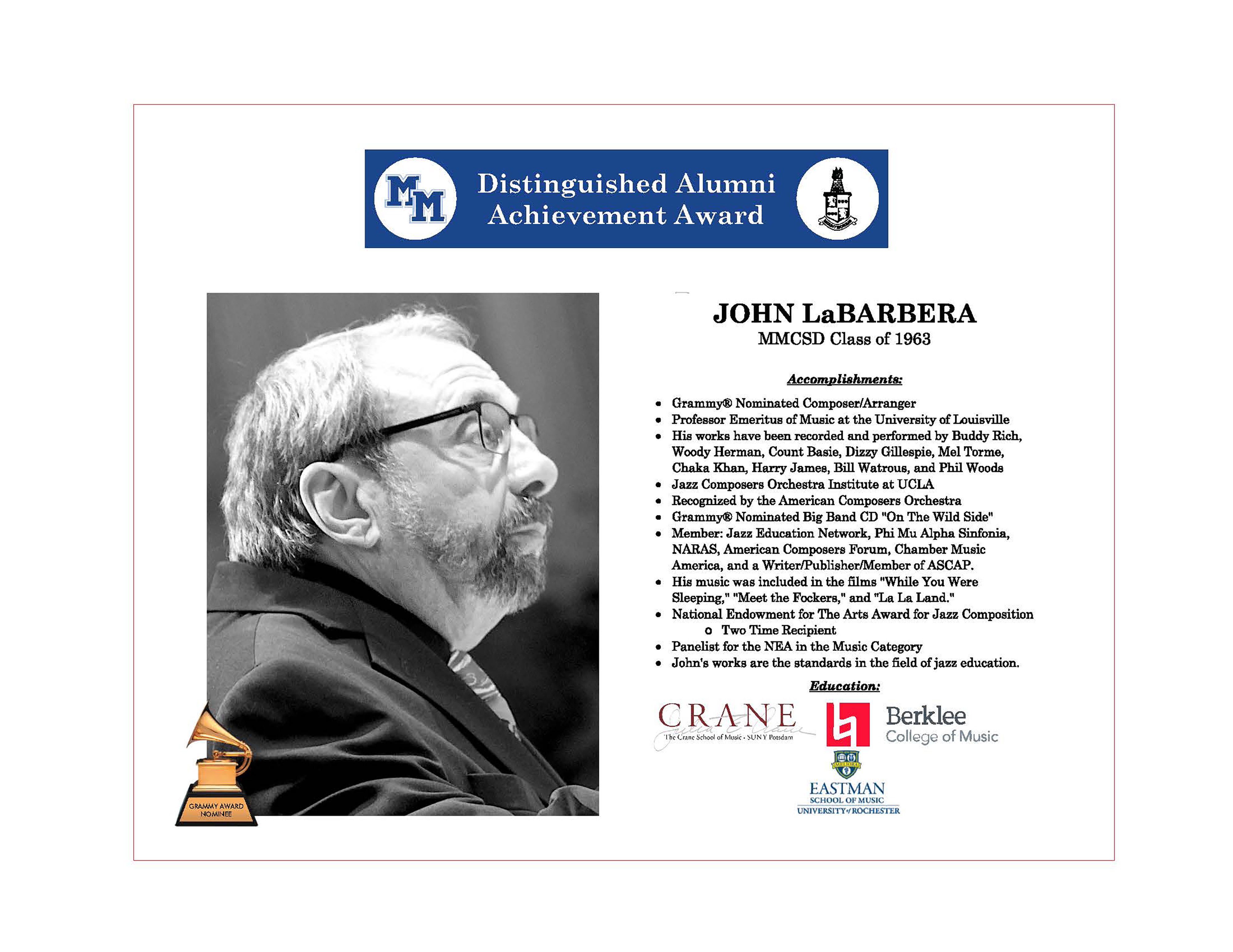 John LaBarbera Accomplishments.