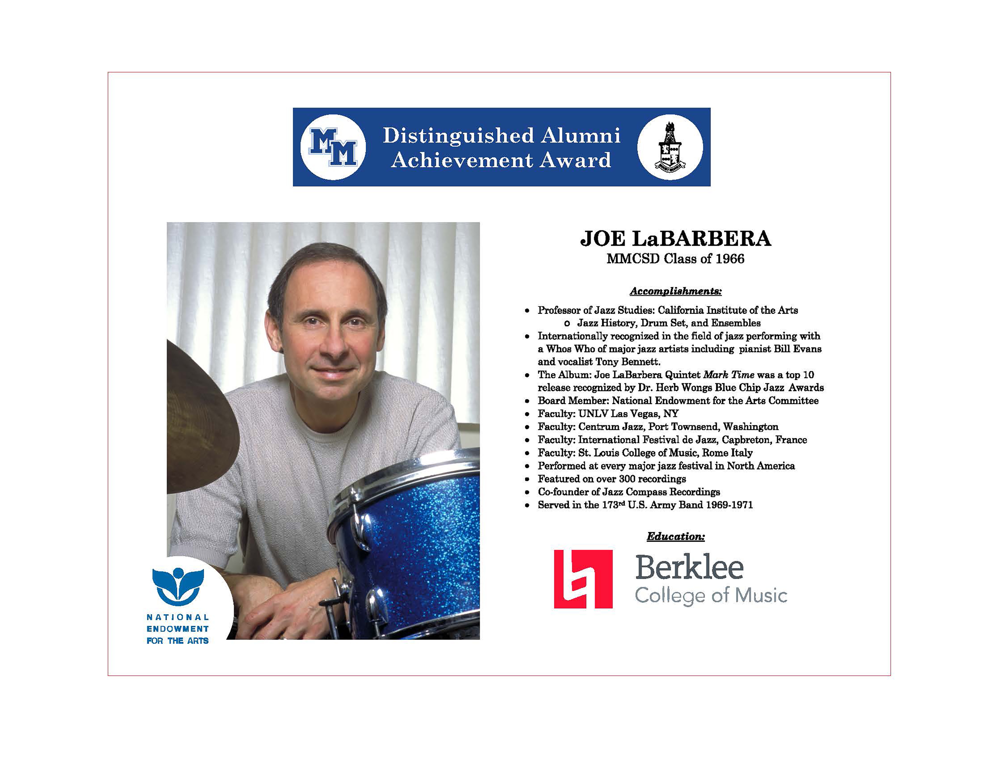 Joe LaBarbera Accomplishments.