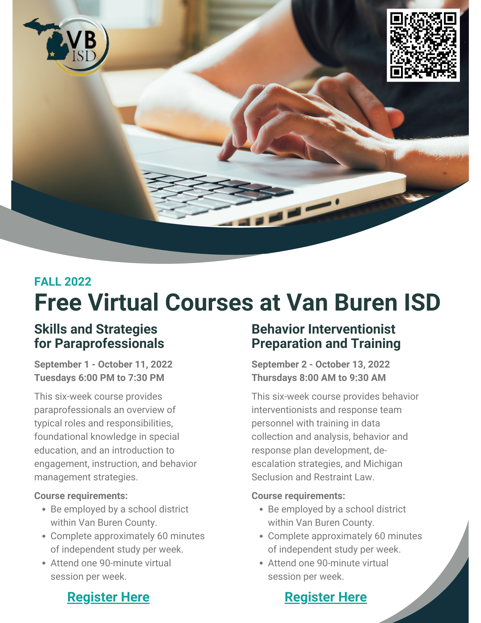 Fall 2022 Virtual Courses Flyer