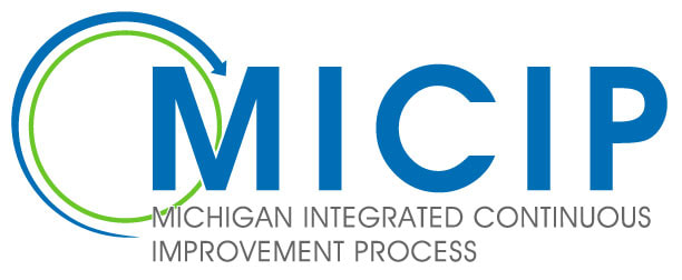 MICIP Logo. MICIP in blue above the text Michigan Integrated Continuous Improvement Process.