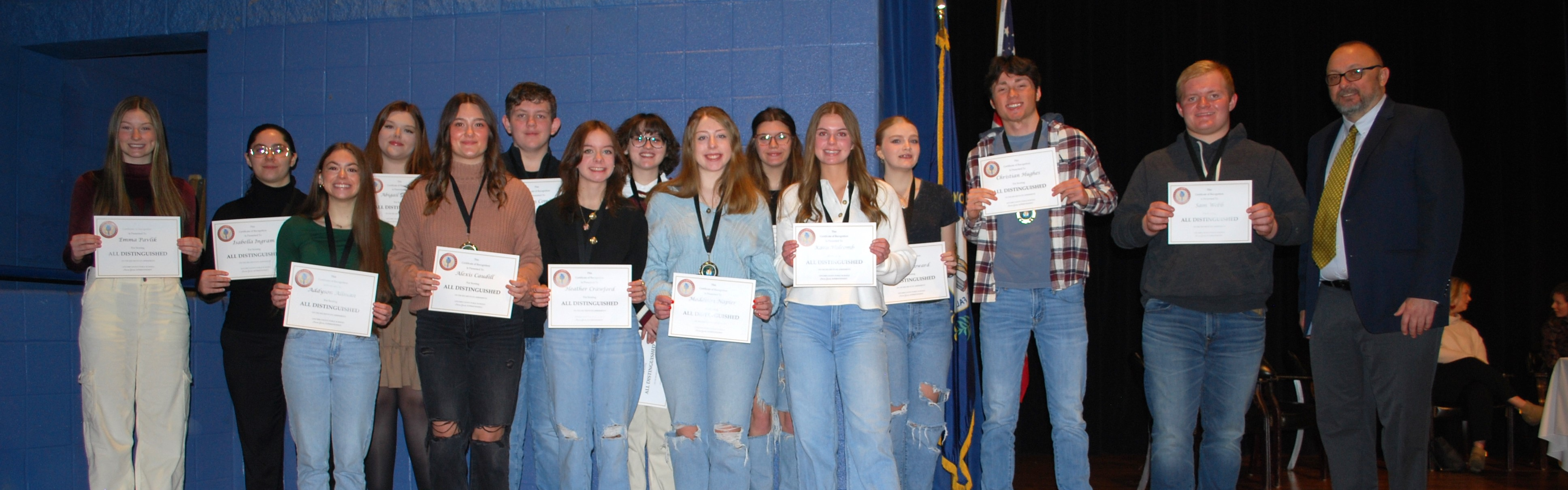 Letcher County Central students receiving all distinguished test awards.