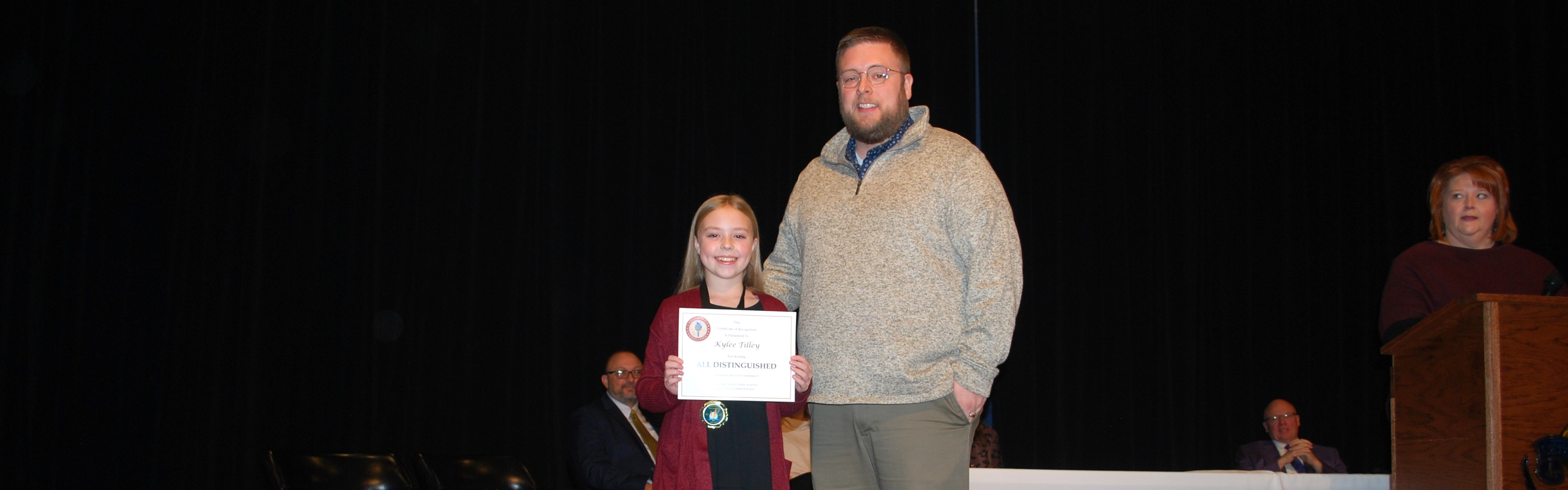 Martha Jane Potter students receiving all distinguished test awards.