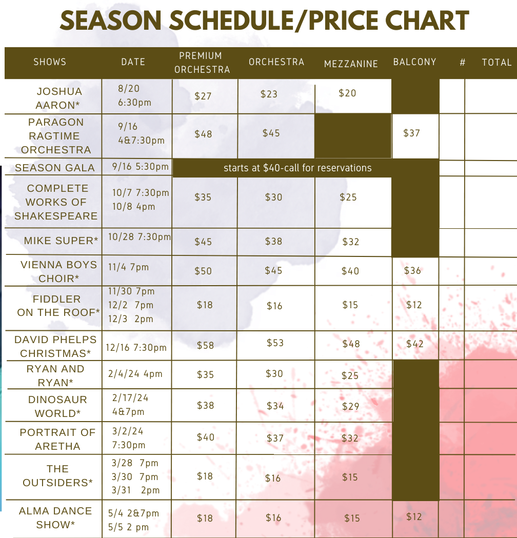 PRICING SHEET