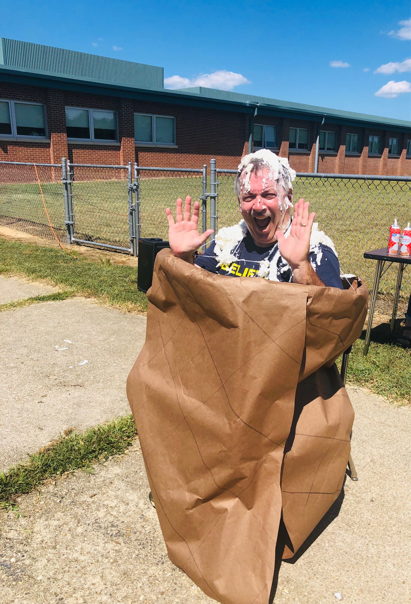 Mr. Meyers after being creamed with whipped cream.