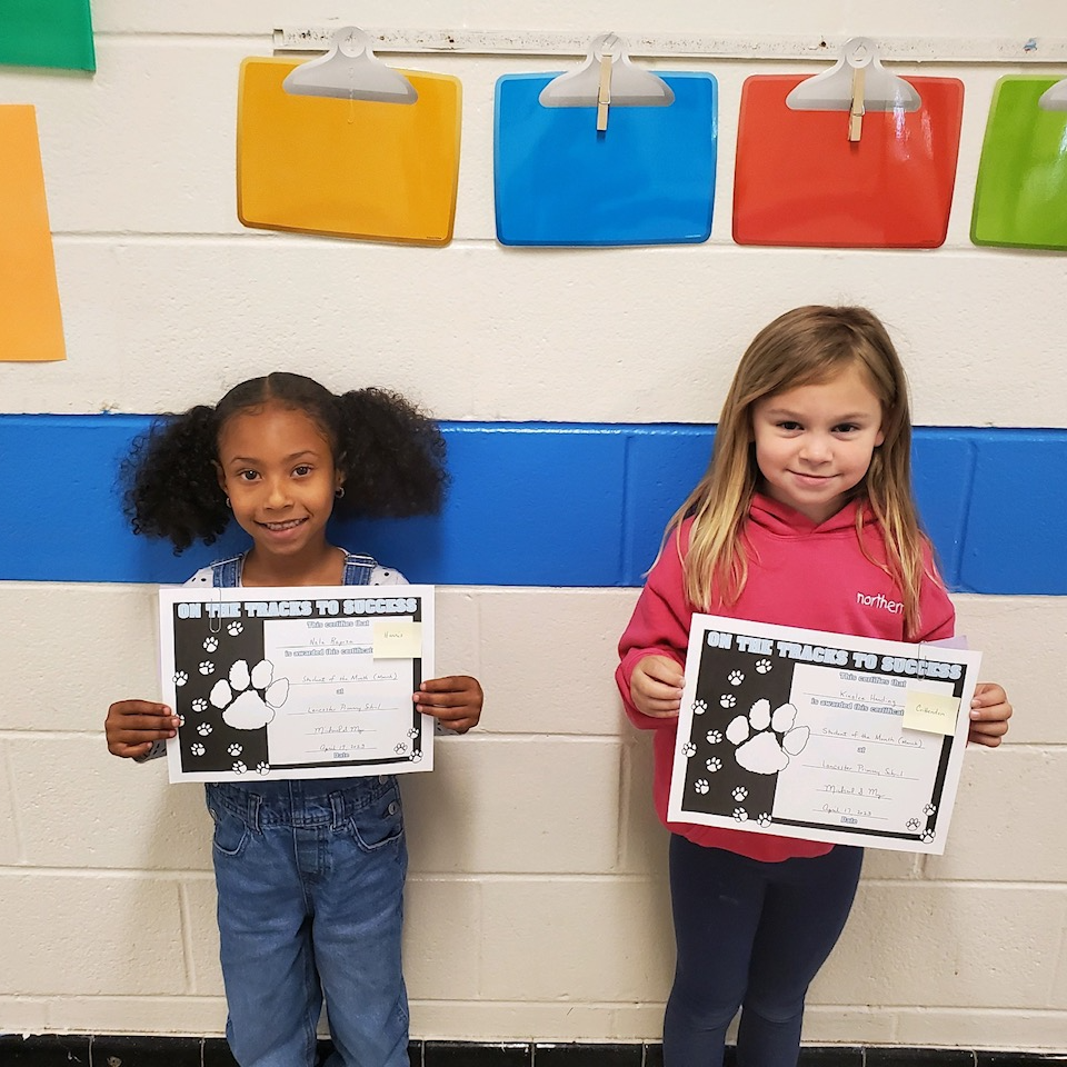 Kindergarten students of the month for February.