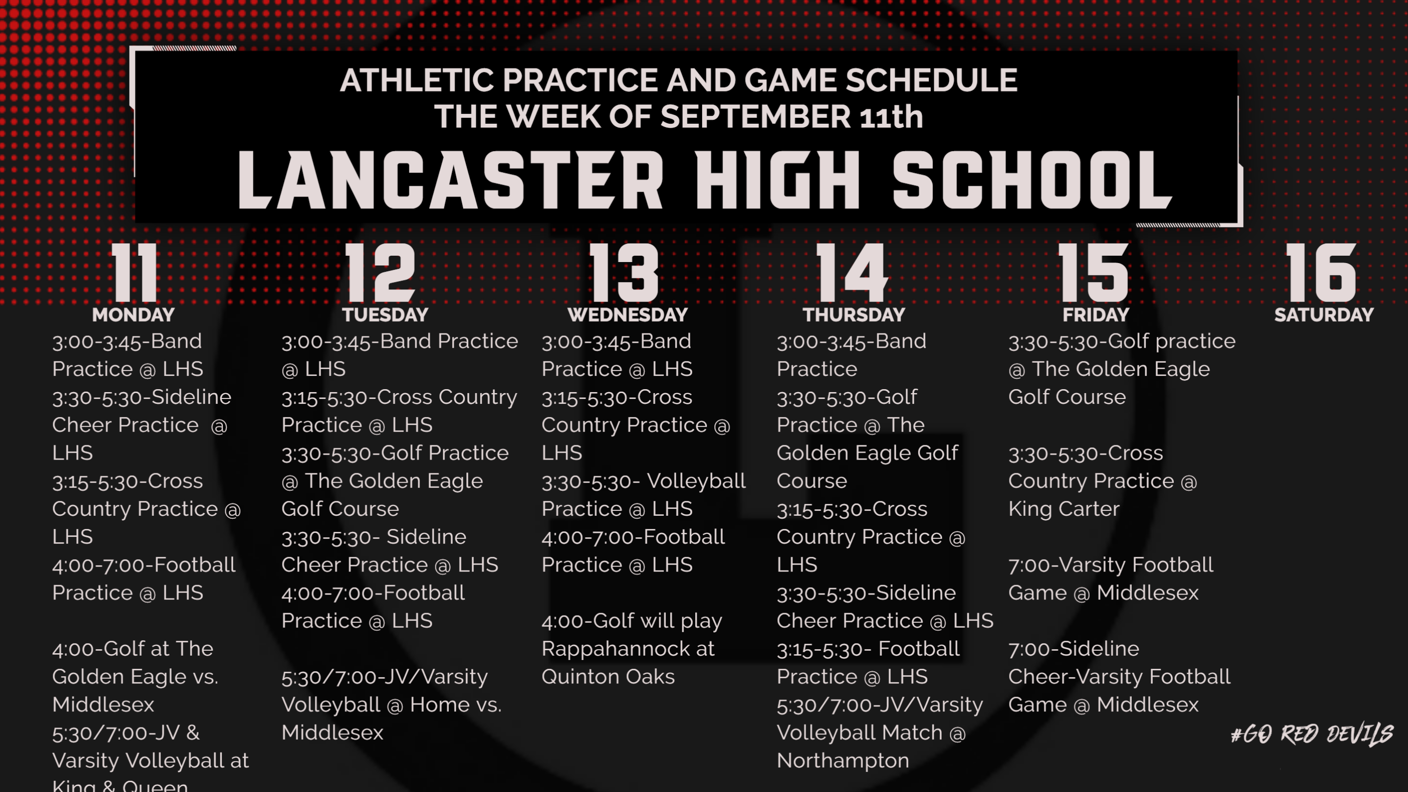 Weekly Schedule Lancaster High School