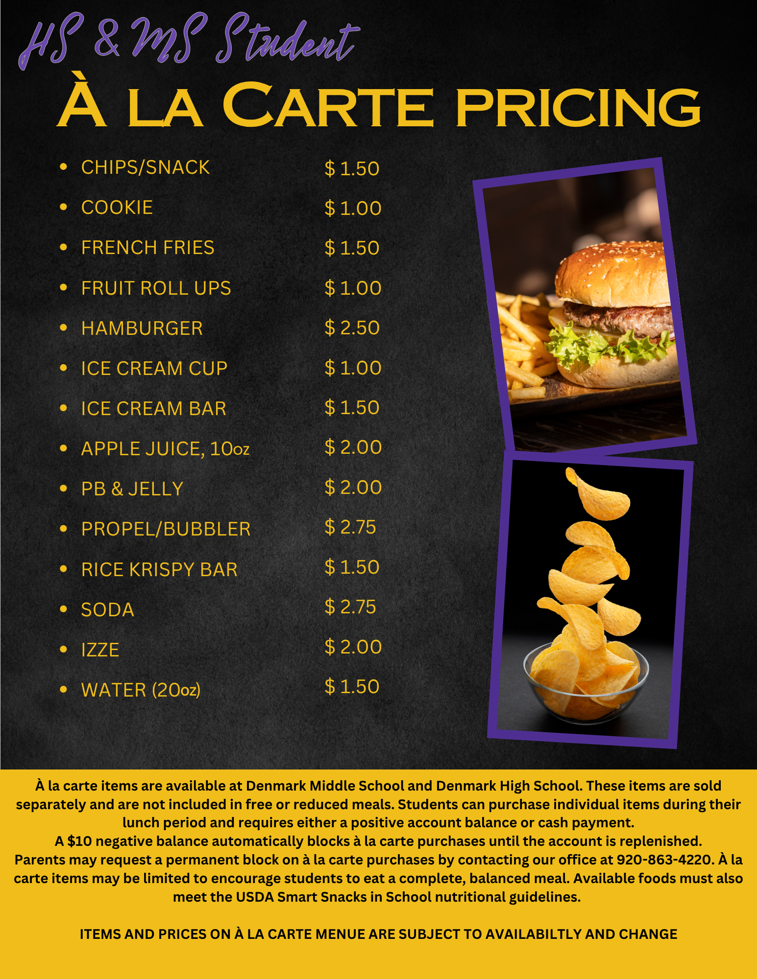 A LA CARTE PRICING