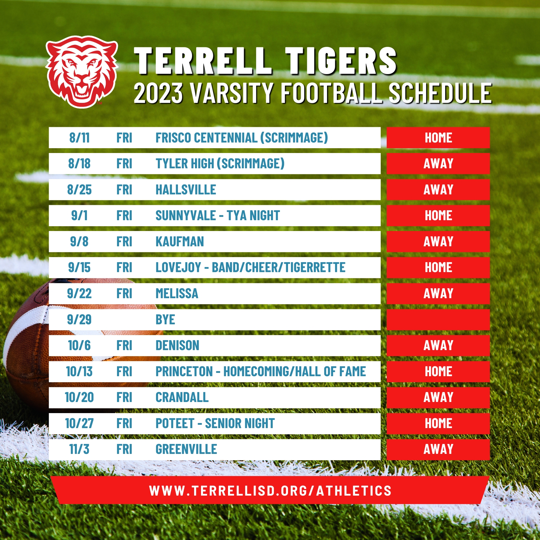 Varsity Football schedule
